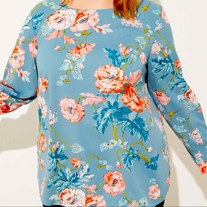 LOFT Plus Pleated Cuff Long Sleeve Blouse